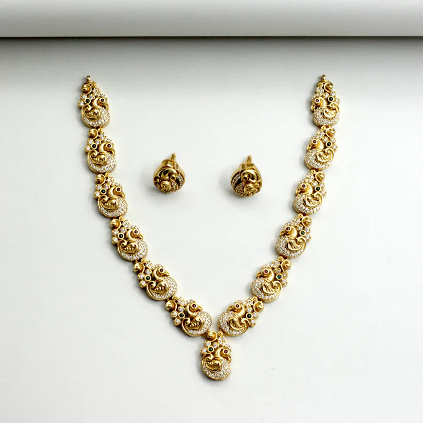 Antique Gold AD Kemp Annam Necklace