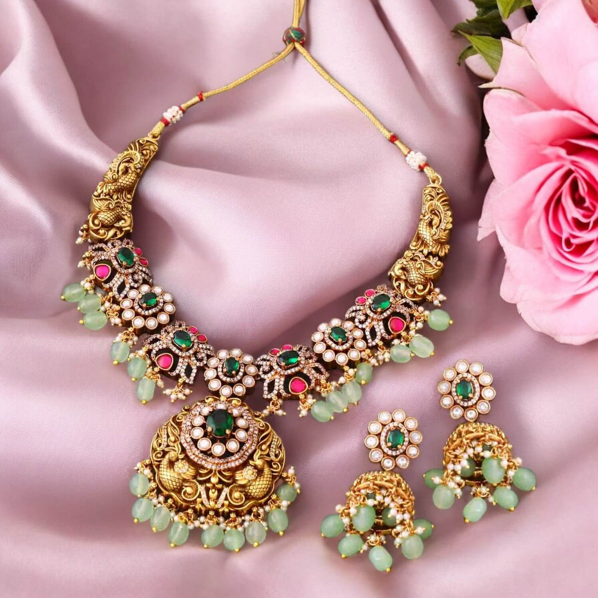 Multicolor Solena Victorian Jewellery Set- New Arrival