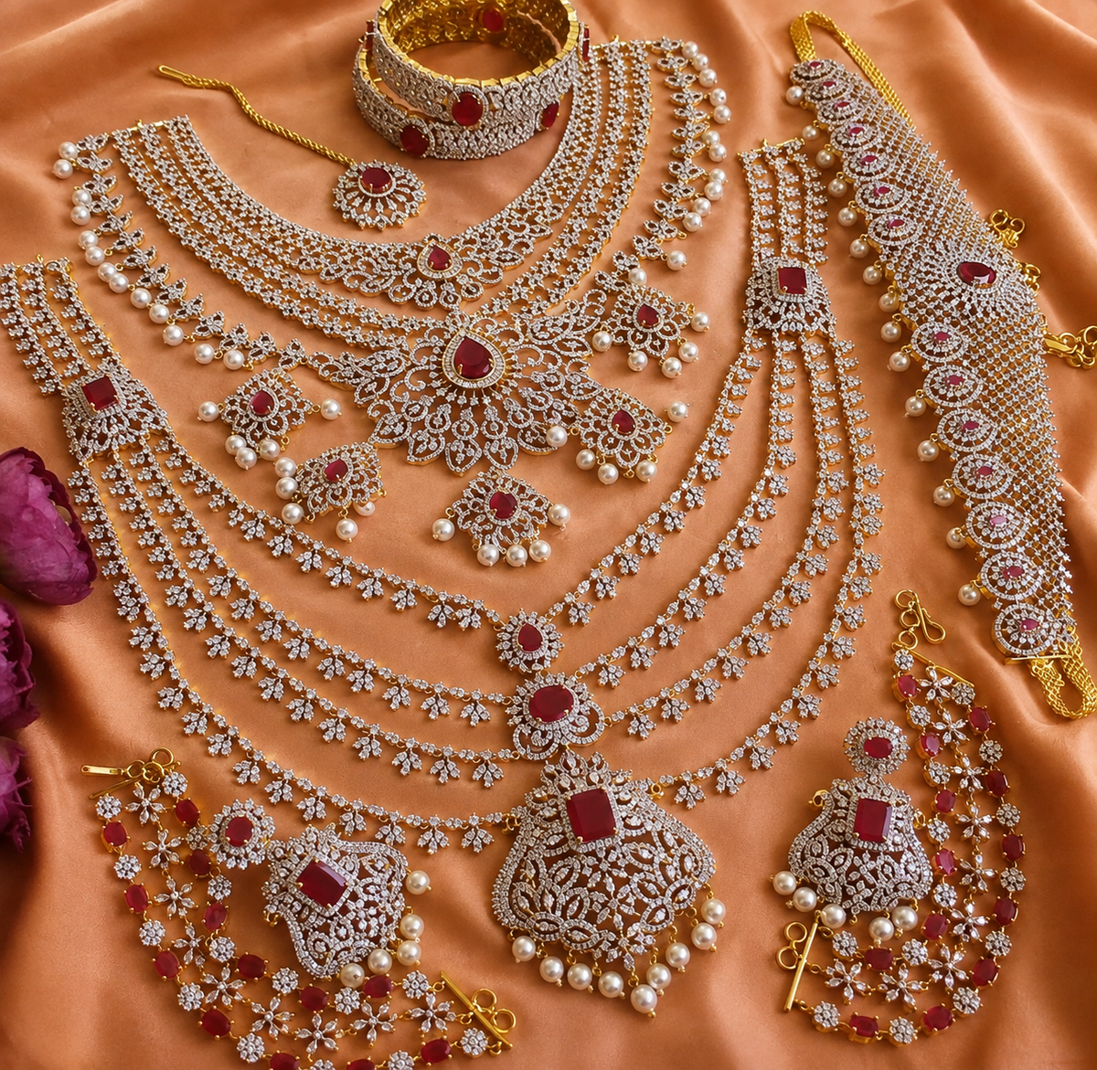 jewelry Combo Set American Diamond Bridal sets