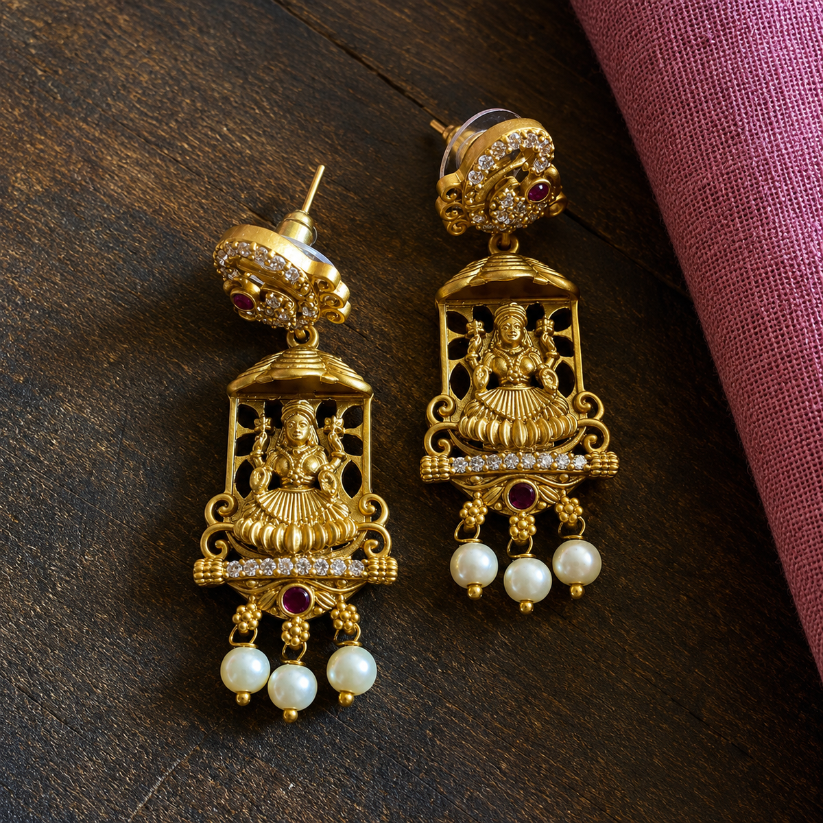 Design Gold Look Mahalakshmi AD Mayil Bridal Combo